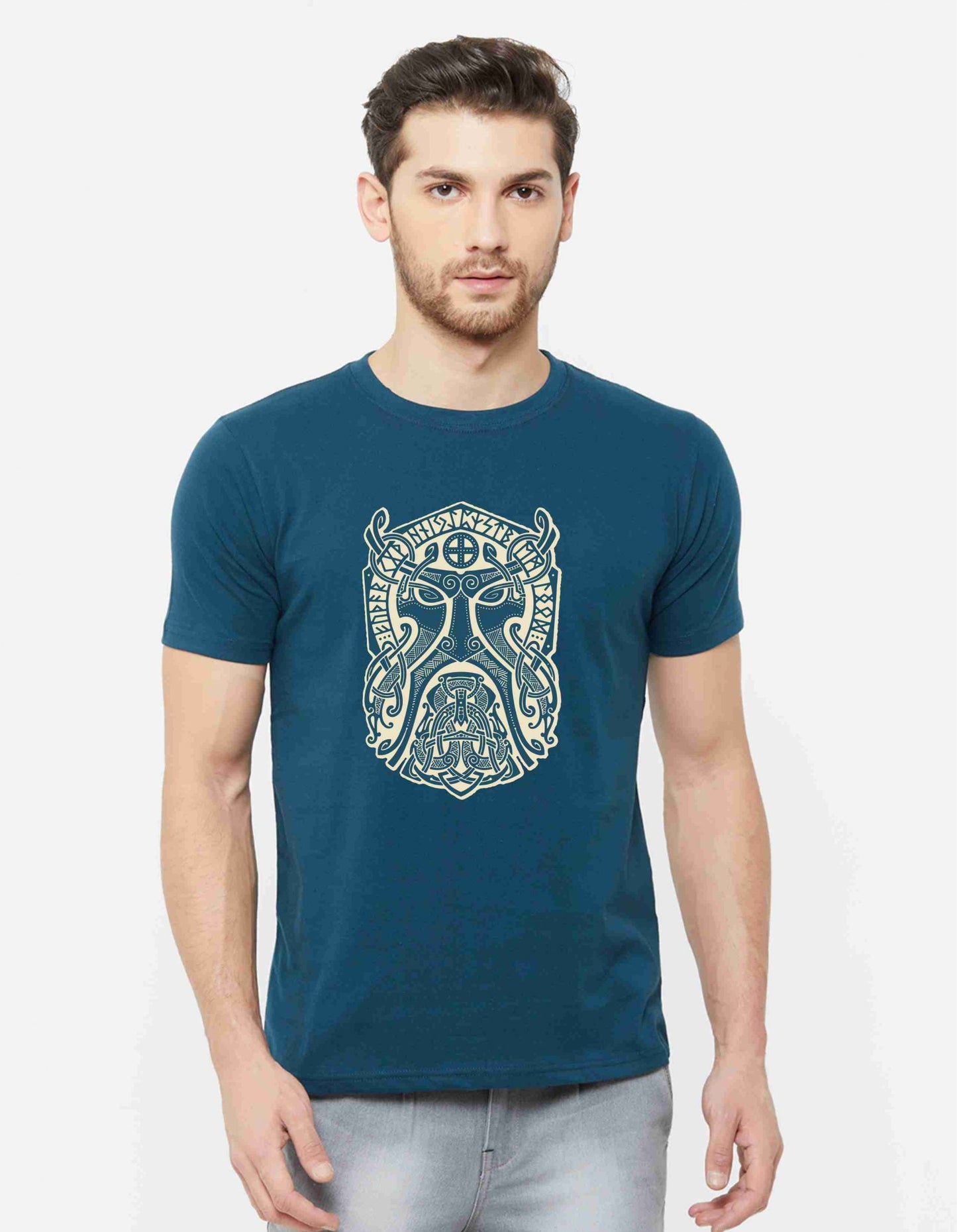 God Mask Tribal Blue T-Shirt