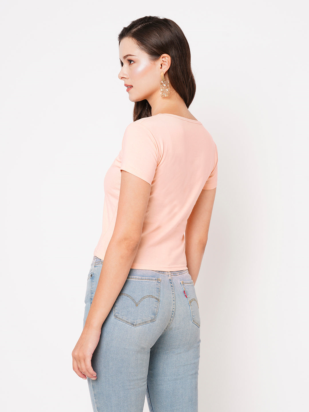Crop Top: Solid Peach