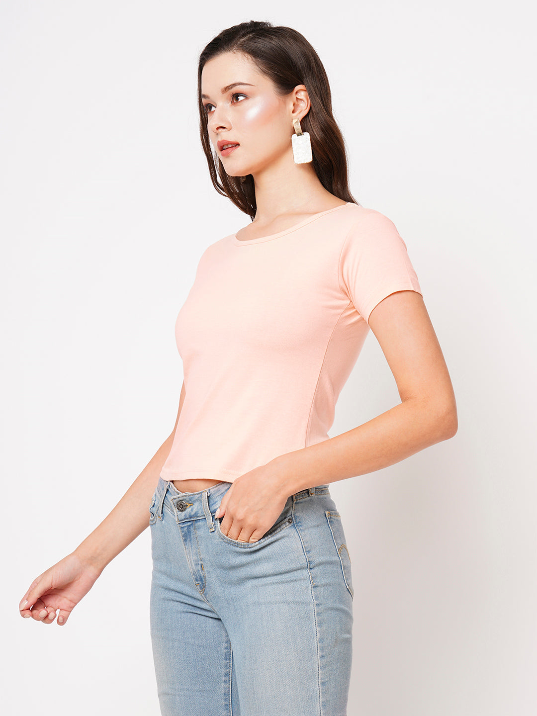 Crop Top: Solid Peach