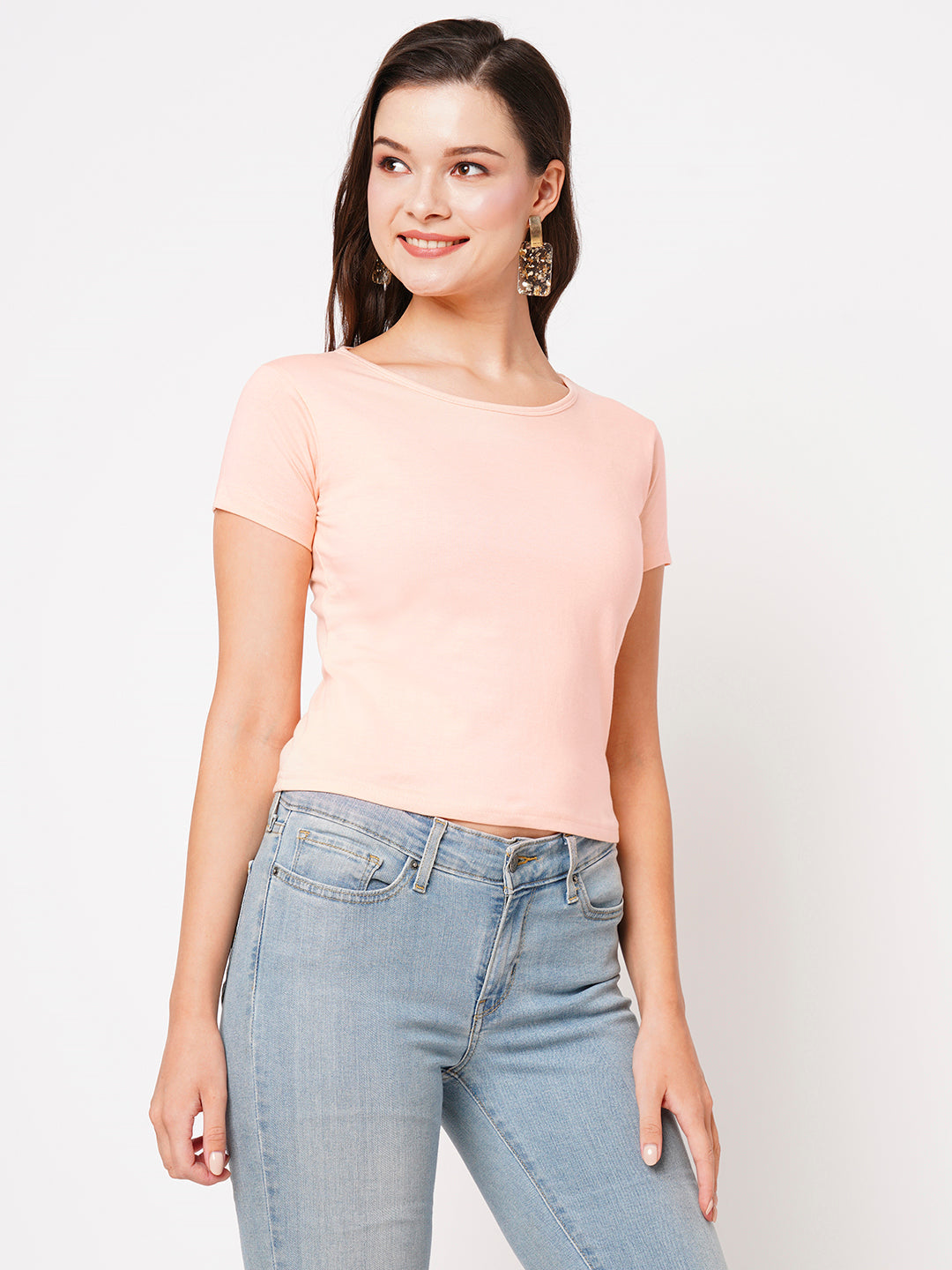 Crop Top: Solid Peach