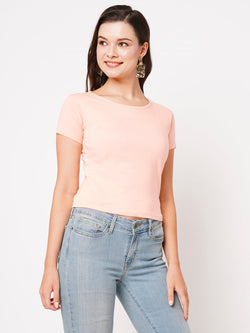 Crop Top: Solid Peach