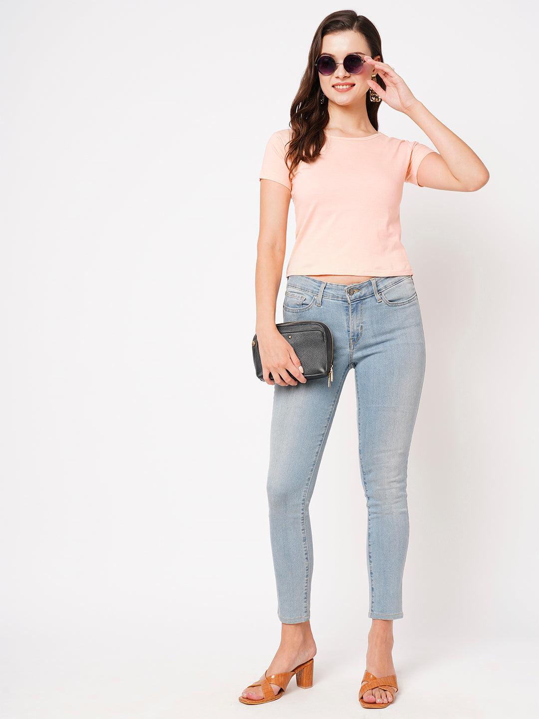 Crop Top: Solid Peach