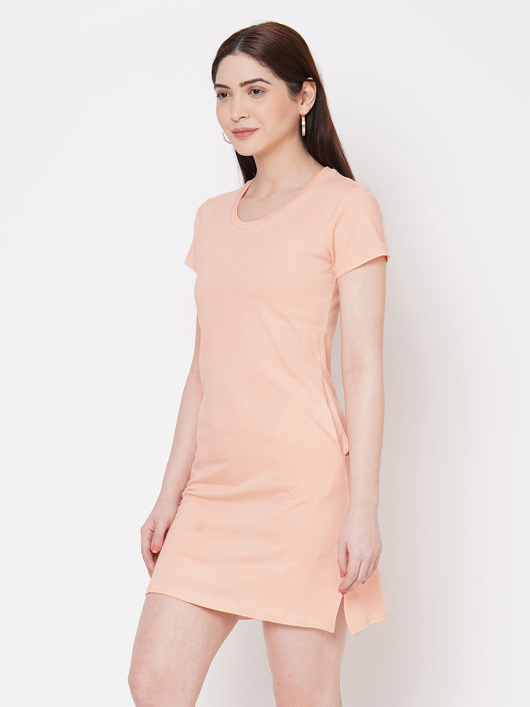 Peach Cotton T-Shirt Dress