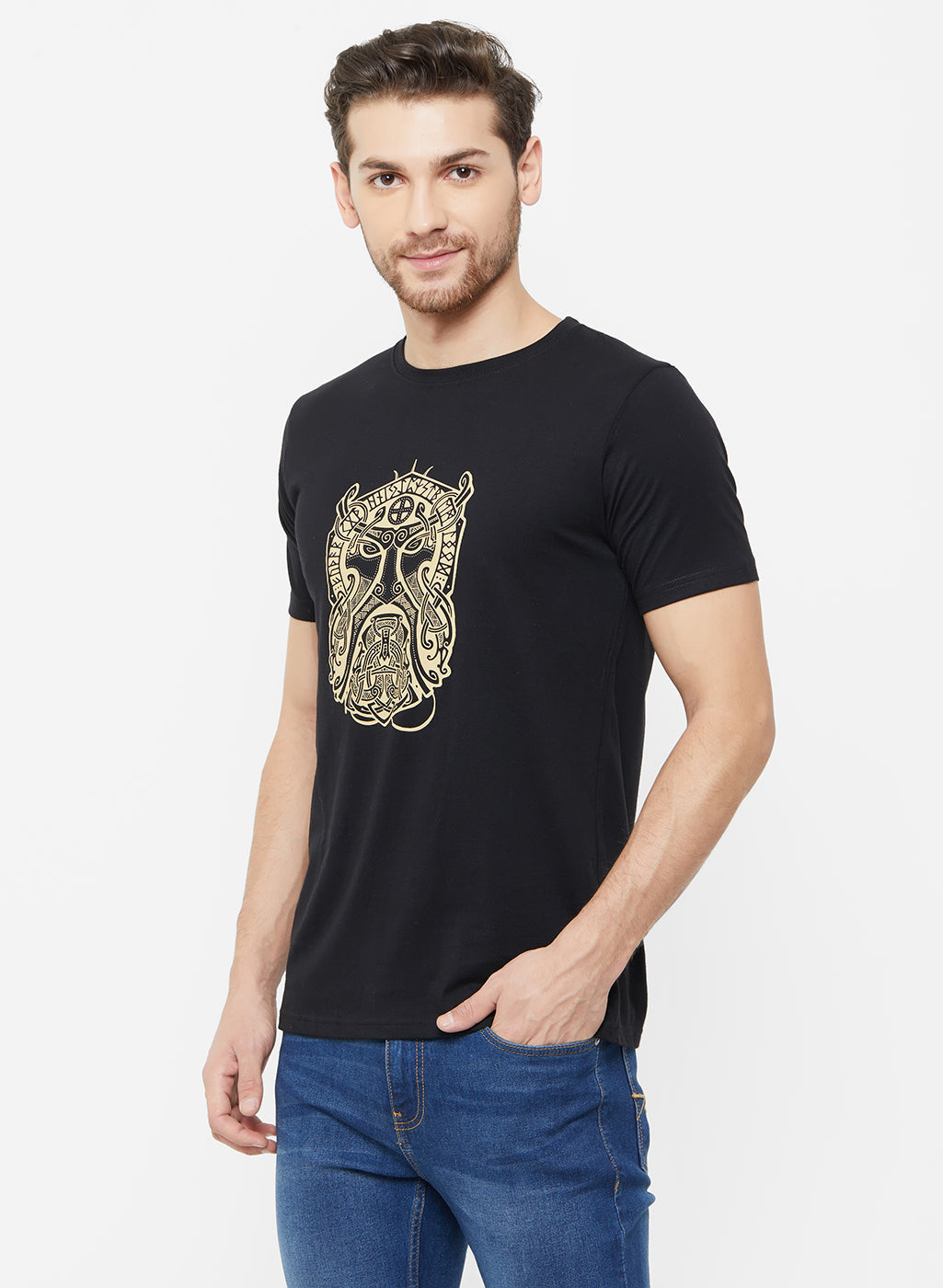 God Mask Tribal Black T-Shirt