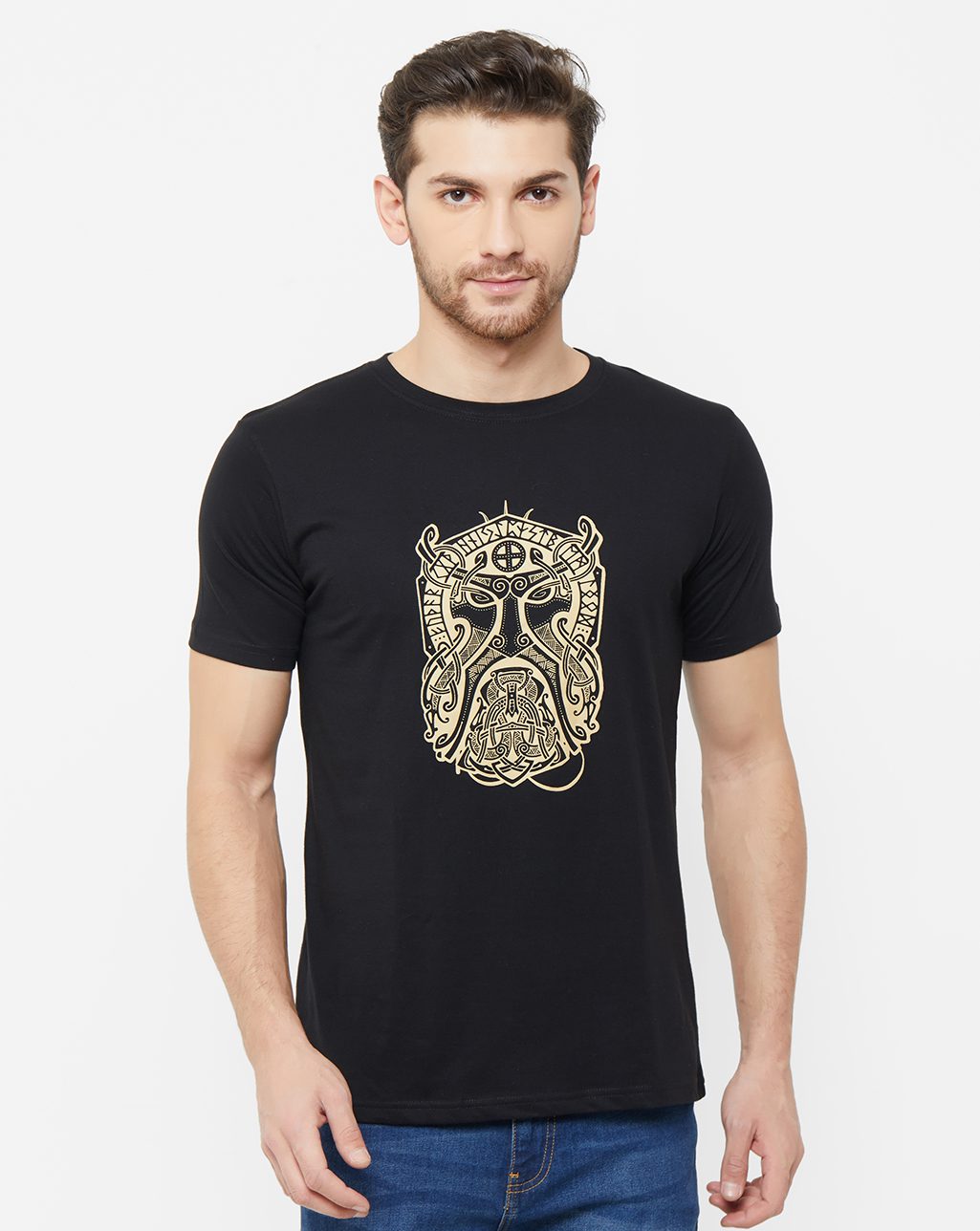 God Mask Tribal Black T-Shirt