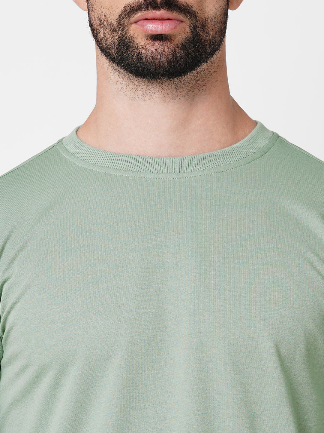Drop Shoulder French Terry Cotton Green T- Shirt