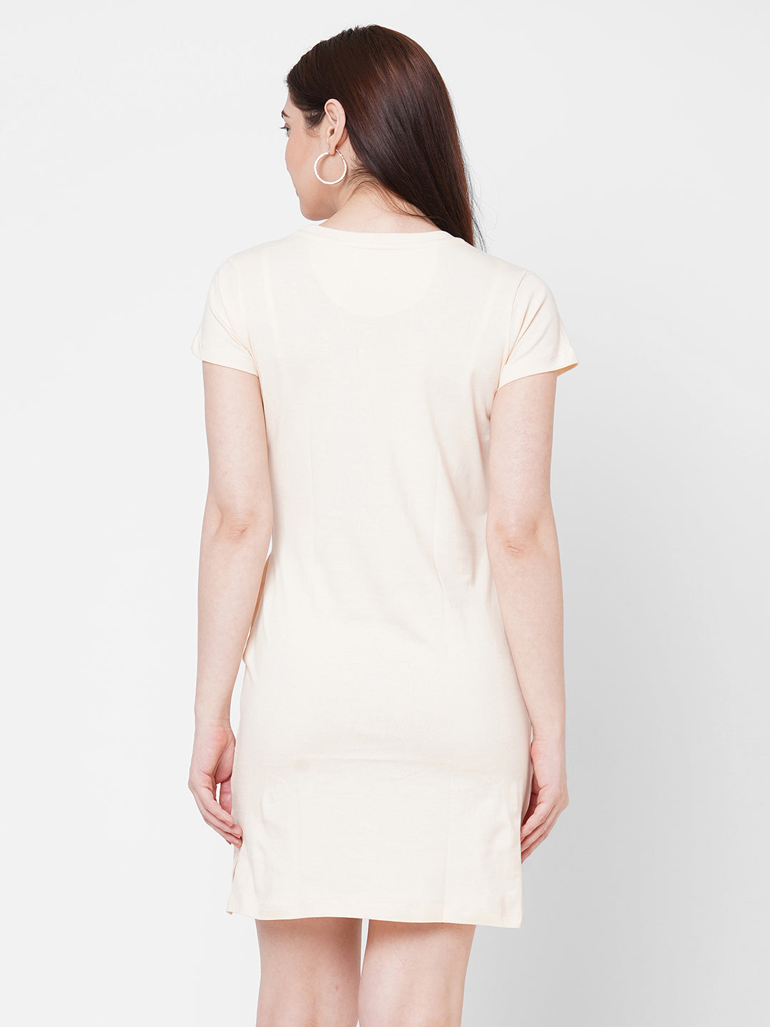Light Beige Cotton T-Shirt Dress
