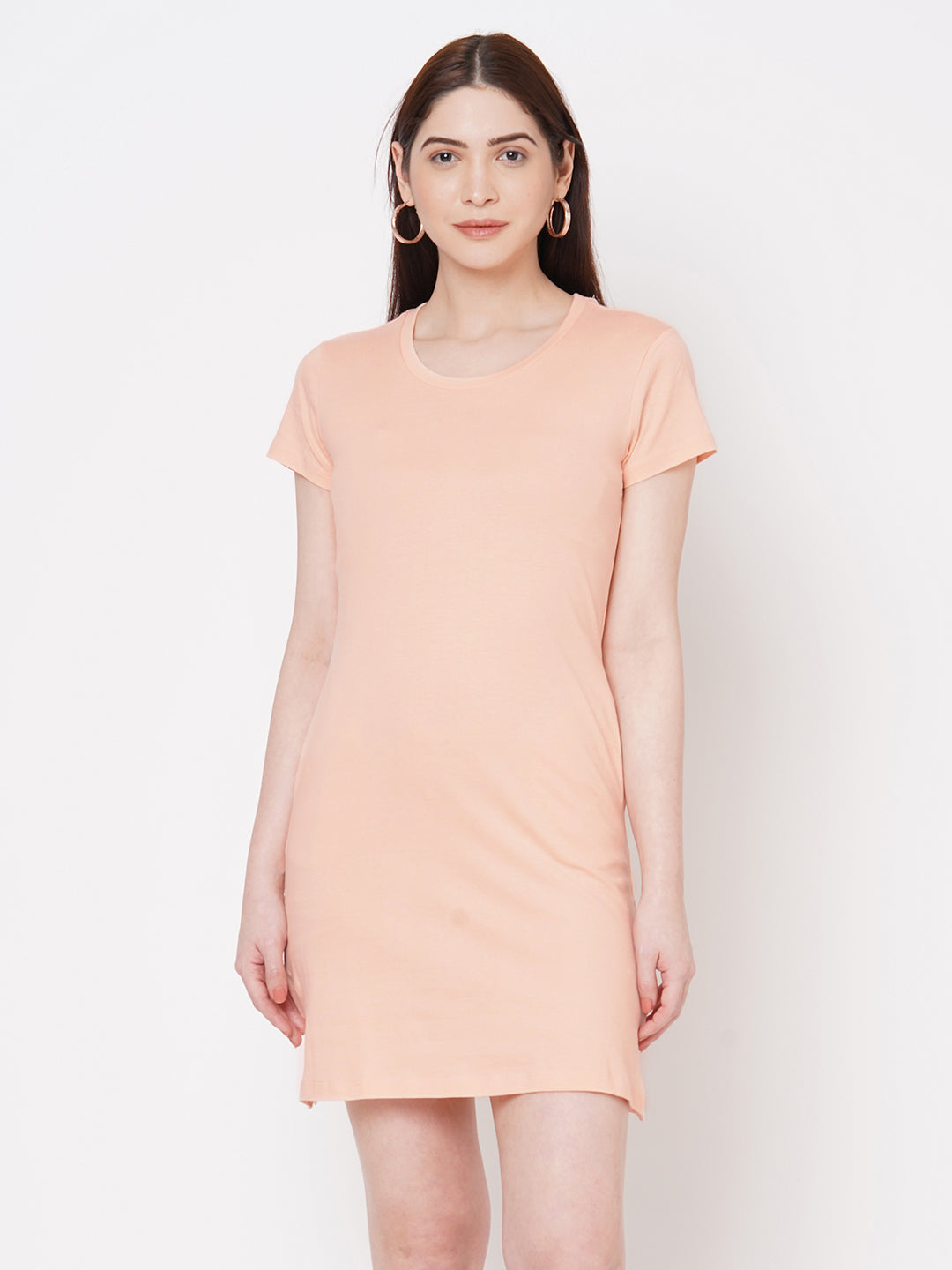Peach Cotton T-Shirt Dress